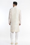 Shop_Samant Chauhan_Ivory Cotton Silk Embroidery Thread Mandarin Collar Kurta Set_at_Aza_Fashions