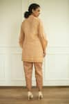 Shop_Oja_Gold Handloom Silk Embroidered Applique Band Collar Tunic And Pant Set _at_Aza_Fashions