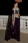 Shop_MATSYA_Purple Organza Georgette The Royal Matsya Cape And Draped Skirt Set  _at_Aza_Fashions