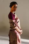 Shop_Mimamsaa_Maroon Vaso Brocade Silk Saree With Unstitched Blouse Piece_at_Aza_Fashions