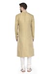 Shop_A!A By Abrar Ali_Beige Pure Silk Brocade Woven Floral Motifs Mandarin Collar Sherwani  _at_Aza_Fashions