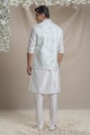 Shop_Sanjev Marwaaha_Sky Blue Cotton Silk Embroidered Floral Snow Flower Bundi Kurta Set _at_Aza_Fashions