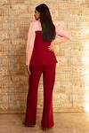 Shop B'Infinite Maroon Crepe Collared Neck Colour Block Shirt And Trouser Set at Aza Fashions Shop_B'Infinite_Maroon Crepe Collared Neck Colour Block Shirt And Trouser Set_at_Aza_Fashions