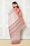 Shop_Nazaakat by Samara Singh_Off White Saree Banarasi Cotton Silk Woven Geometric _at_Aza_Fashions