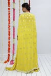 Shop_Shian_Yellow Silk Dupion Embellished Thread Cape Open Sharara Set  _at_Aza_Fashions