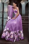 Shop_NEHA SAXENA_Purple Modal Silk Hand Painted Embroidered Corset Top Lehenga Set  _at_Aza_Fashions