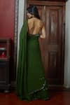 Shop_Arpita Mehta_Green Georgette Embroidery Mirror Halter Pre-draped Tiered Saree With Blouse _at_Aza_Fashions