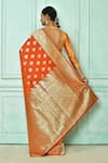 Shop_Samyukta Singhania_Orange Woven Leaf Motifs Saree With Running Blouse _at_Aza_Fashions