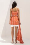 Shop_Kritika Madan Label_Orange Royal Georgette Printed Checkered Banana Crepe Skirt Set _at_Aza_Fashions