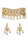 Shop_Minaki_White Pearls Embellished Choker Set _at_Aza_Fashions