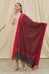 Shop_Khwaab by Sanjana Lakhani_Black Cotton Silk Stripe Woven Dupatta _at_Aza_Fashions