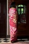 Shop_Kasturi Kundal_Pink Pure Silk Peacock And Floral Natkhat Chiraiya Hand Woven Saree  _at_Aza_Fashions