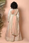 Shop_Priyanka Jain_Ivory Chanderi, Net Sequins, Pearls Ombre Kalidar Anarkali With Dupatta _at_Aza_Fashions