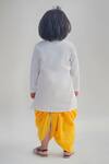 Shop_Tiber Taber_White Cotton Embroidery Krishna Long Kurta And Dhoti Set _at_Aza_Fashions