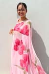 Shop_Meghstudio_Pink Blouse Piece  Modal Silk Embroidered Saree With Unstitched  _at_Aza_Fashions