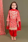 Shop_Chotibuti_Orange Cotton, Rayon Embroidery, Gota Patti Floral Print Kurta Set _at_Aza_Fashions