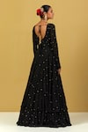 Shop_Ikshita Choudhary_Black Georgette Embroidery Scoop Neck Layered Anarkali With Dupatta _at_Aza_Fashions