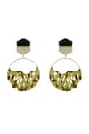 Shop_Varnika Arora_Black Stones Alize Circular Shape Earrings_at_Aza_Fashions