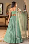 Shop_suruchi parakh_Green Georgette Crepe Hand Embroidered And Woven Bead Sequin Lehenga Blouse Set_at_Aza_Fashions