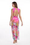Shop_Kai Resortwear_Pink Georgette Geometric Sarong For Women_at_Aza_Fashions