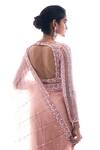 Shop_Seema Gujral_Pink Net Sequin Sweetheart Neck Embroidered Saree With Blouse_at_Aza_Fashions
