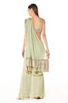 Shop_Rabani & Rakha_Green Georgette Sequins, Beads V-neck Sairaa Pant Saree With Blouse _at_Aza_Fashions