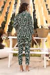 Shop_Chhavvi Aggarwal_Green Crepe Sequins, Embroidery, Cut Work Collared Floral Print Pant Suit Set _at_Aza_Fashions