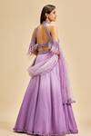 Shop_Nitika Gujral_Purple Georgette And Net Embroidery Beads Round Ombre Lehenga Set _at_Aza_Fashions