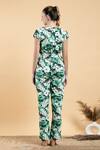 Shop_Divi By Sonal Khandelwal_Green Cotton, Poplin V-neck Wild Apple Print Jumpsuit _at_Aza_Fashions