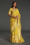 Shop_Rar Studio_Yellow Chanderi Handloom (50% Silk X 50% Border Saree With Blouse  _at_Aza_Fashions