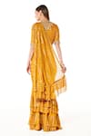 Shop_Rabani & Rakha_Yellow Georgette Sequins, Cut Work Sairaa Layered Pre-draped Saree With Blouse _at_Aza_Fashions
