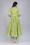 Shop_POMCHA JAIPUR_Yellow Angrakha And Pant Cotton Printed Spring V Neck Flora Set _at_Aza_Fashions