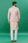 Shop Rng Safawala Pink Jacquard Geometric Pattern Nehru Jacket And Kurta Set at Aza Fashions Shop_Rng Safawala_Pink Jacquard Geometric Pattern Nehru Jacket And Kurta Set_at_Aza_Fashions