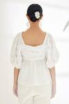 Shop_Nikasha_Ivory 100% Cotton Embroidery Mirror Square Neck Top _at_Aza_Fashions