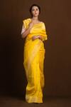 Shop_Devissha_Yellow Pure Katan Silk Handwoven Chand Tara Banarasi Saree_at_Aza_Fashions
