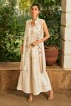 Shop_Twenty Nine_White Chanderi Silk Hand Embroidered Mirror Flared Pant _at_Aza_Fashions