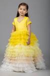 Shop_Darleen Kids Couture_Yellow Net Embroidery Beads The Empress Layered Gown _at_Aza_Fashions