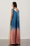 Shop_Akhl_Multi Color Matte Satin (60% Viscose 40% Fall Panelled Gradient Kaftan Dress _at_Aza_Fashions