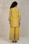 Shop_Sue Mue_Yellow Handwoven Pure Chanderi Embroidered Dori Fairoz Work Kurta And Pant Set _at_Aza_Fashions