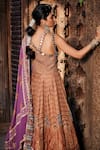 Shop_The Royaleum_Brown Anarkali- Upada Silk Printed Bandhani V Cut Out With Dupatta  _at_Aza_Fashions