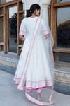 Shop_Pomcha Jaipur_Off White Cotton, Silk, Net Embroidery, Lilly Floral Print Anarkali Pant Set _at_Aza_Fashions