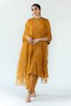 Shop_Nirjara_Yellow Organza Silk Embroidered Glass Beads Nikhat Odhani  _at_Aza_Fashions