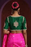 Shop_Weaver Story_Green Pure Silk Embroidery Gota Patti And Zardozi Scoop Neck Floral Blouse _at_Aza_Fashions