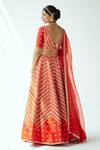 Shop_Priyal Prakash_Red Silk, Organza, Net Sequins, Zari Chevron Embroidered Bridal Lehenga Set _at_Aza_Fashions