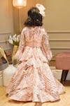 Shop Fayon Kids Peach Net Sequins Embellished Gown at Aza Fashions Shop_Fayon Kids_Peach Net Sequins Embellished Gown _at_Aza_Fashions