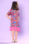Shop_Littlecheer_Multi Color Viscose, Satin Butterfly Print Tiered Dress _at_Aza_Fashions