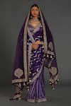 Shop_Rar Studio_Purple Chanderi Handloom (50% Silk X 50% Cotton) Saree With Blouse  _at_Aza_Fashions