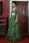 Arpita Mehta_Green Georgette Print Floral Sweetheart Neck Embroidered Blouse And Sharara Set _Online_at_Aza_Fashions