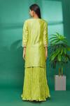 Shop_Surbhi Shah_Green Dupatta Organza, Kurta And Skirt Spun Hand Embroidered & Set_at_Aza_Fashions