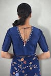 Shop_I am Design_Blue Raw Silk Embroidered Aari Crew Neck Floral Blouse _at_Aza_Fashions